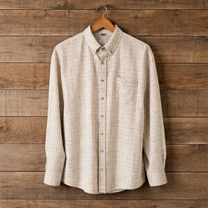 LL Bean Mens XL Cotton Wool Button Down Shirt Plaid Outdoor Preppy